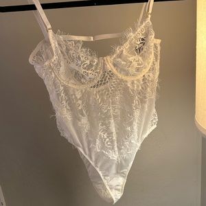 White lace lingerie bodysuit